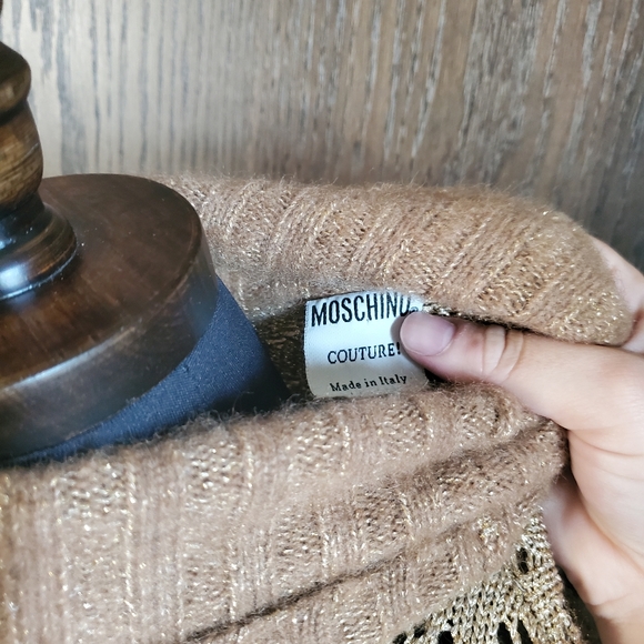 Moschino Couture Tan Merino Gold Lame Turtleneck - Picture 5 of 6